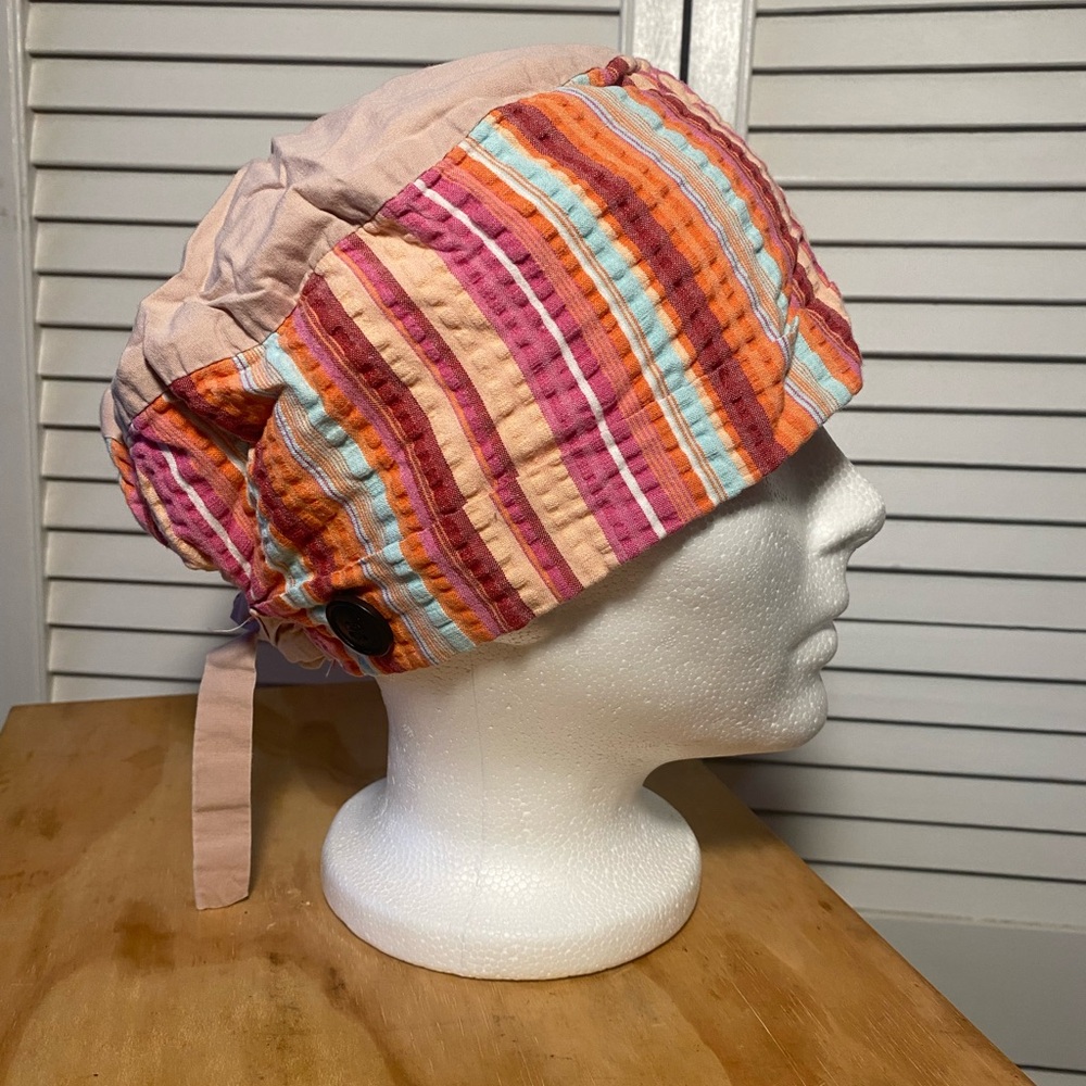Striped Multicolor Scrub Cap